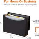 Amazon Basics Expanding Accordion File Organizer, Letter Size, 13 Compartments, Large Capacity Document Storage, Waterproof, Black, 1-Pack