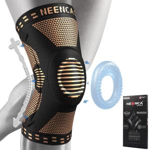 NEENCA Copper Knee Brace for Knee Pain, Knee Support with Patella Pad & Side Stabilizers, Compression Knee Sleeve for Sport, Workout, Arthritis, ACL, Joint Pain Relief, Meniscus Tear (Large, Black)