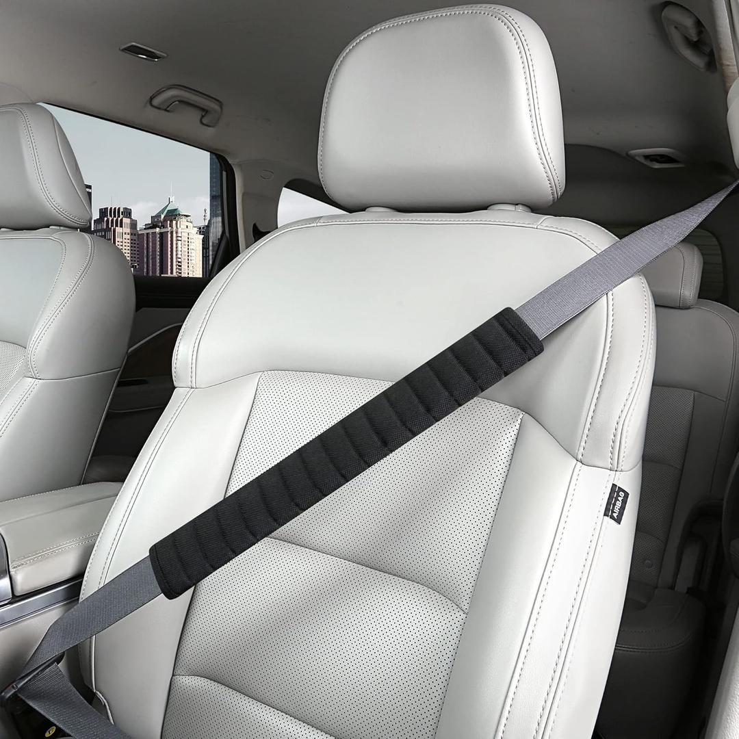 Car Seatbelt Covers Cushion Shoulder Pads Protector Sleeve for Adults, Auto Extra Long Seat Belt Strap Cover Decorations for Women, Kids, Honda, Trucks Accessories, 1pc, 15.5in, Black