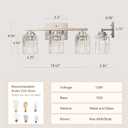 TALOYA 19 Inch Bathroom Light Fixtures, Modern 3-Light Brushed Nickel Vanity Lights with Wide Vertical Ribbed Thickened Glass Shade Wall Sconces for Mirror Makeup Room Hallway Bulbs Not Included