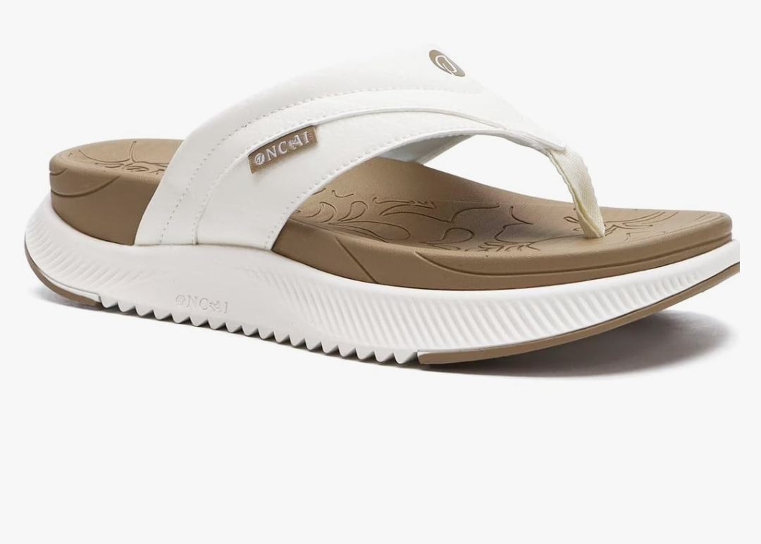 ONCAI Women's Orthotic Cushion Flip Flops Recovery Walking Sandals for Women with Arch Support Summer Comfortable Slip On Flip Flops for Womans Size 8