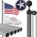 Heavy Duty 25 FT Flag Pole, Unbending 100MPH Wind Resistance, 95HBW Hard Aerospace Aluminum, In-Ground Flagpole Kit for Outside House
