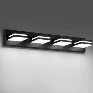 Modern LED Bathroom Lights Fixtures 4-Light,Metal Black Acrylic Wall Lighting,Vanity Lights for Bathroom Over Mirror 6000k 27in