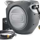 GLAHODEN Retractable Garden Hose Reel 1/2 in x 100 ft Upgraded UV Resistant Heavy Duty Automatic Hose Reel Wall Mount 3/4 in Brass Fitting 9 Pattern Nozzle Any Length Lock Slow Retraction 180 Swivel