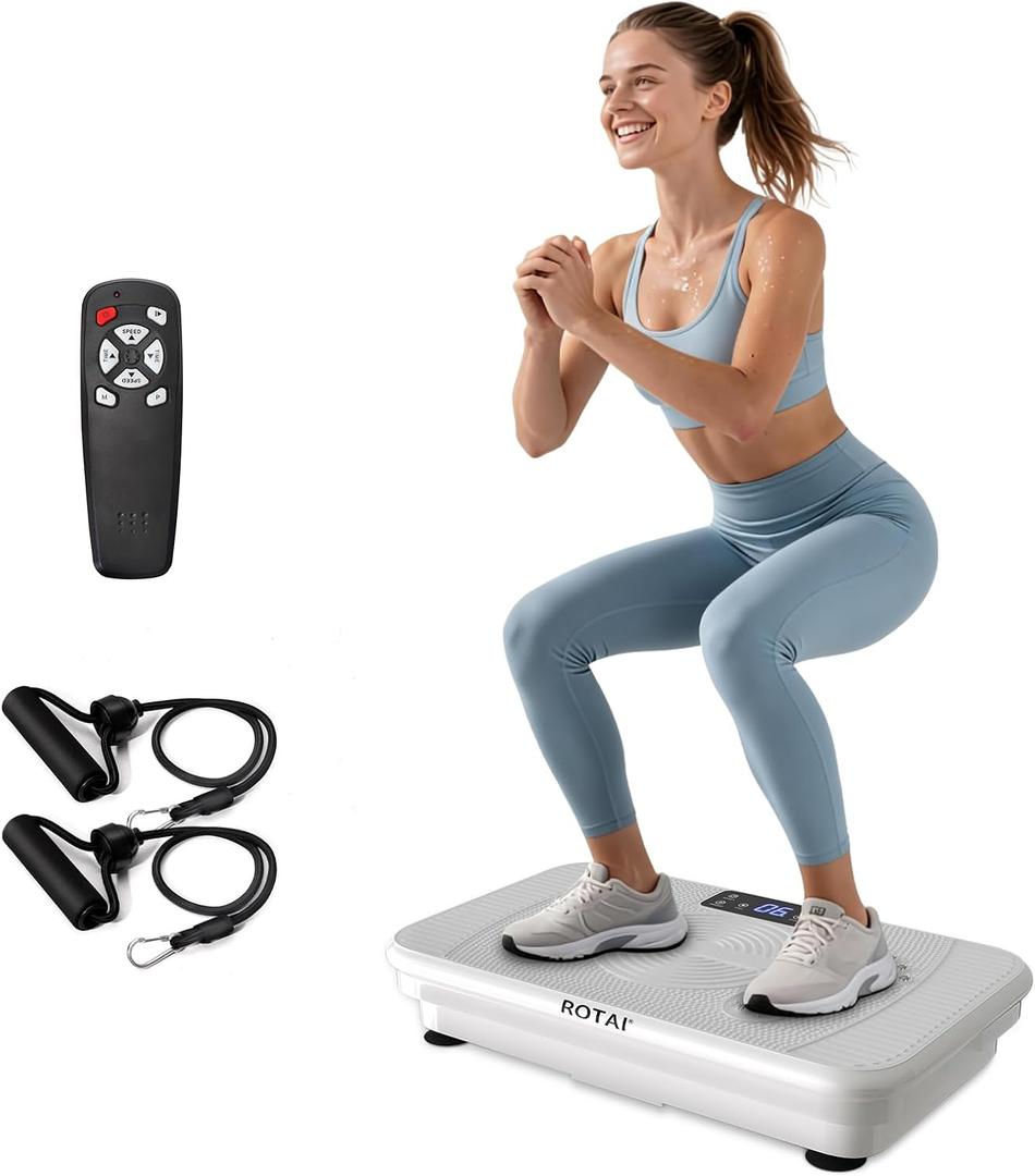 ROTAI Vibration Plate for Lymphatic Drainage & Full Body Workout - Home Exercise Machine for Weight Loss and Muscle Toning for Men & Women, 400 lbs Capacity Fitness Platform