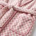 PJGGZ Checkered Hooded Bathrobe for Women, Lightweight Microfiber Towel Material Quick Dry Soft Absorbent Y2K Trendy Robe (Pink, L)