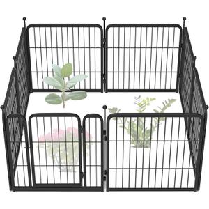 FXW Garden Fence 24in(H) x 14.8ft(L), 8 Panels Decorative Dog Fence Outdoor for The Yard  Heavy Duty Metal Animal Barrier for Dog and Rabbit, Easy Setup, Black