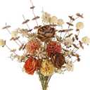 CISDUEO 2 Pcs Artificial Fall Flowers Bouquets Fall Fake Flowers Silk Roses Wildflowers Marigolds Autumn Flower Arrangement Fall Floral Stems for Bridal Thanksgiving Party Table Centerpiece Home Decor