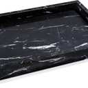 Real Natural Marble Tray for Bathroom, Genuine Marble Stone Vanity Tray, Luxury Storage Trays for Kitchen, Vanity, Home Decor, Dresser, Non-Resin/Non-Ceramic, 12"x 8"x 1.2", Black