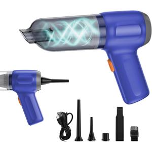 Mini Car Vacuum Cleaner Handheld Cordless Air Blower, Rechargeable Dust Buster with 15000pa High Power Portable Hand Pump/Vacuum Cleaner for Car, Home Cleaning (Blue)