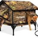 Heated Cat House for Outside,Extremely Weatherproof&Insulated in Winter,Elevated Outdoor Cat Shelter with Waterproof Eaves&Escape Door for Feral Stray Barn Cats(Leaves,M)