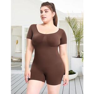 Women's Short Sleeve Body Shaper Bodysuit, Waist Cincher and Butt Lifter Slimming Compression Shapewear XL