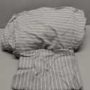 Stripe Duvet Cover Oversized King Size 120inch x 98inch, 100% Washed Cotton Linen Feel Duvet Cover with Zipper Closure and 2 Pillowcases, Color of Grey-White Stripe
