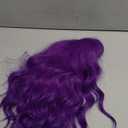 LOSMOEER Dark Purple Wig with Bangs Short Wavy Wigs for Women Shoulder Length Curly Bob Wigs Heat Resistant Synthetic Wigs for Halloween Cosplay Daily Party Use (14 Inch)