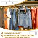 25 Pack Retail Outfit Hanger Attachments, 16" Chrome Metal Drop Top Bottom Hangers for Display Dresses with Clips Pant & Shirt Set Hangers Stand for Commercial Clothing Stores & Boutiques