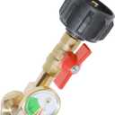 Propane Refill Adapter,Car Accessories,Brass Propane Refill Elbow Adapter with Valve and Gauge,Fill 1 Lb Bottles from 20 Lb Tank,Can Be Used Multiple Times (Refill Adapter with Valve&Gauge)