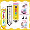 Blulu 3 Pcs Back to School Banners Classroom Motivational Porch Signs 47''x12'' School Pencil Porch Banner Decorations for Indoor Outdoor Door Wall Classroom Party Supplies Decoration