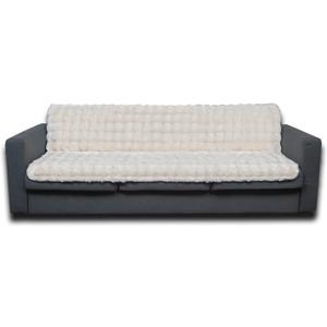 Waterproof Dog Bed Cover, Dog Pad Soft Plush Pet Blanket with Anti-Slip Back for Bed Couch Sofa, Furniture Protector for Small, Medium and Large Dogs and Cats (White-Bubble, 52"x82")