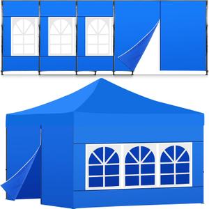 4 Pcs Canopy Sidewalls for 10x10 Canopy Frame Including 3 Pcs Sidewall with Window and 1 PC Canopy Door with Central Zipper for Easy Entry and Exit, 420d Oxford Pop up Canopy Tent, Blue