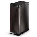 Home Zone Living 12 Gallon Slim Kitchen Trash Can with Soft Close Lid, Step Pedal, Bag Tuck Band, and Removable Liner, Stainless Steel, Black, Gen 1