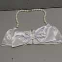 SOLY HUX Women's Pearls Beaded Halter Bow Front Cami Crop Tops Sexy Camisole (Medium)