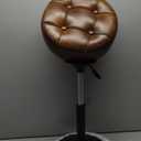 LUE BONA Adjustable Vanity Stool, 360°Swivel Vanity Chair for Makeup Room, Brown Stool Chair for Vanity, Small Faux Leather Vanity Stools for Bathroom, Living Room