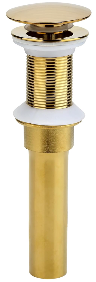 Bathroom Sink Drain, Gold Drain Stopper Bathroom Sink Without Overflow,Pop Up Drain Assembly With Detachable Strainer Basket,Built-In Anti-Clogging Strainer,Stainless Steel