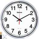 Geevon 12 Inch Atomic Wall Clock - Self-Setting Analog Clock with Automatic Time Sync - Battery Operated for Home Office School - Silver Frame