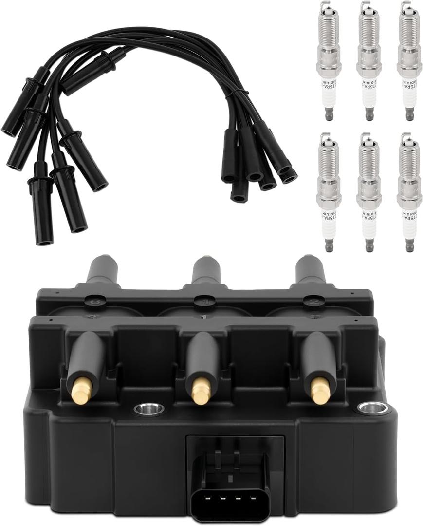 UF305 Ignition Coil & Iridium Spark Plugs & Wire Set Fit for Chrysler Town & Country Voyager Pacifica 3.3L/3.8L V6, Ignition Coil Pack Fitr for Dodge Grand Caravan Caravan 3.3L/3.8L V6, Replaces UF412