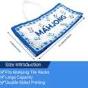 Mahjong Tile Bag - Canvas Organizer Holds 166 Tiles & 4 Racks, Extra Wide Zippered Storage with Dual Handles (Blue)