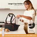 LOVEVOOK Insulated Lunch Bag For Women,Large Double Deck Adult Lunch Box,Teacher Lunch Tote Bag With Cup Holder,Leakproof Cooler Bag With Adjustable Shoulder Strap For Work Picnic Beach,Larger 15L, Black