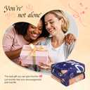 Wajade Get Well Gifts for Women Men After Surgery Hug Inspirational Blanket for Woman Thinking of You Gifts Healing Blanket Cancer Care Sympathy Gifts for Women Men Navy Blue Hug 50"x60"