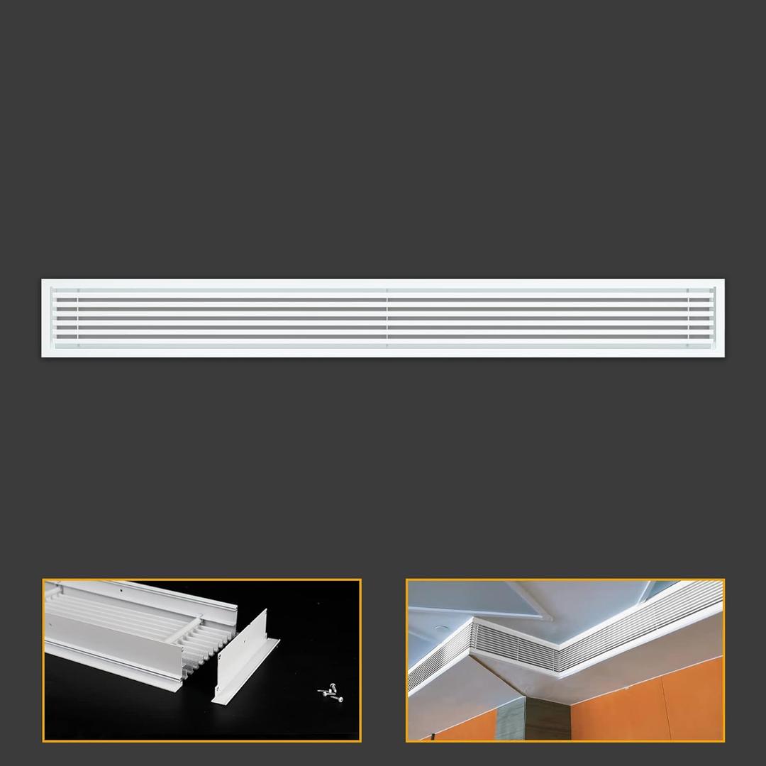 Linear Bar Air Grille 32" X 4", Aluminum Air Supply/Return Grilles,Easy Air Flow,Removable Grille/Door-HVAC Air Vent Cover,White[Outer Dimensions: 32.8"w X 4.8"h]