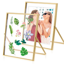 DIVINA VITAE 2Pack Gold Frame Floating Picture Frame 8x10 Vertical Double Glass Frame Vintage Metal Picture Frames for Wedding Birthday Christmas Home Office Decor