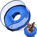 BARKLESS Dog Cone, Inflatable Dog Cone After Surgery for Large Breeds, Soft Surgery Collar with Enhanced Anti-Licking Guard Shield for Pets, Patented Protective Donut Collar (Blue, XL)