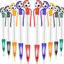 Dianelhall 20 Pcs Soccer Party Favors Soccer Pen Football Black Ballpoint Pens Retractable Multicolor Medium Point 1.0 mm Soft Grip Pen for Office(Multicolored,Vivid)