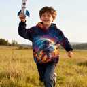 Belovecol Boys Hoodies Pullover Novelty 3D Spacemen Print Sweatshirts Novelty Cool Hoody with Big Pocket School Sports Size 14-16 (Blue, XL)