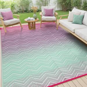 Lahome Waterproof Outdoor Rug 8x10, Reversible Outdoor Plastic Straw Rug for Patios, Outside RV Mat Carpet for Deck Porch Backyard Balcony Picnic Trailer 8' x 10')