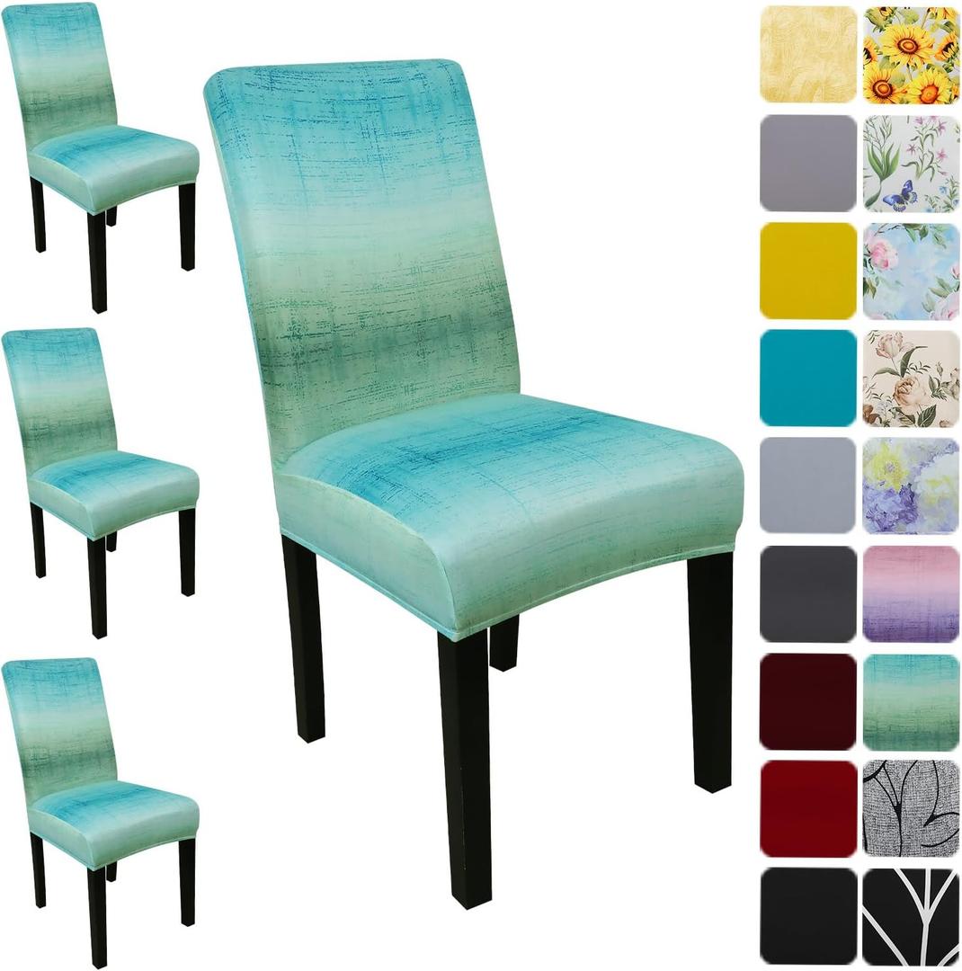 Dining Room Chair Covers Set of 4, Stretch Pattern Parsons Chair Slipcovers Spandex Removable Washable Kitchen Chair Protector Cover for Dining Room, Hotel, Ceremony