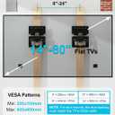 Ultra Slim TV Wall Mount Compatible with 14"-80" Flat & Frame TVs Only, 0.3" Micro-Gap Low Profile TV Mount, Minimalist Look, Blends Any Interior, Hold up to 100Lbs