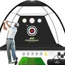 PodiuMax Golf Net, 10x7ft Golf Practice Net and Mat, Noise Reduce Target, 5 Balls, 4 Sandbags, Tee, Carry Bag, Hitting Nets for Backyard Garage, Indoor Driving Chiping, Gift for Men & Golfers