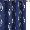 BGment Wavy Navy Blue Blackout Curtains 63 Inch Length 2 Panels Set, Thermal Insulated Privacy Grommet Window Drapes for Kids Boys Bedroom, 52 x 63 Inch
