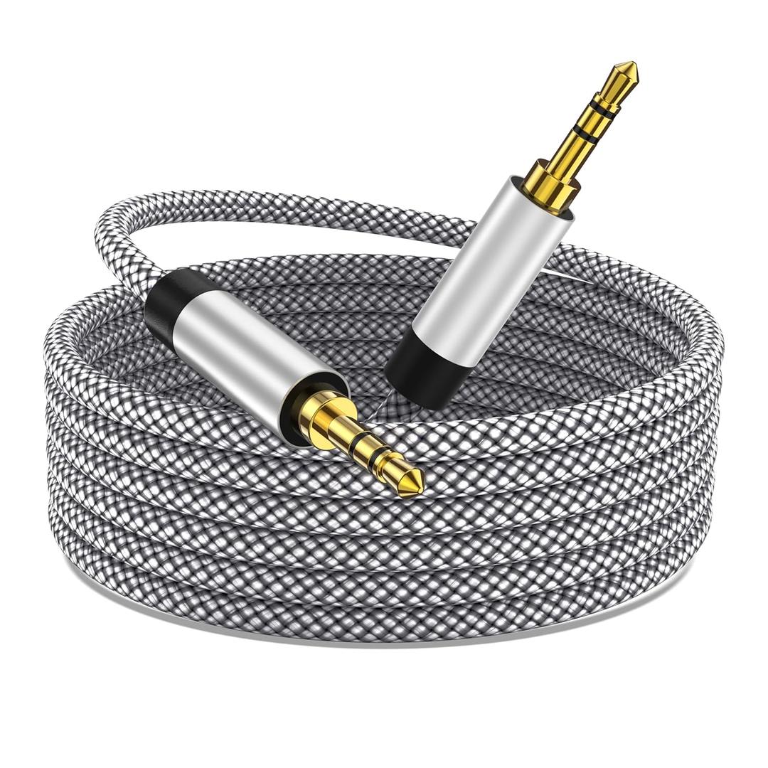 3.5mm Male to Male Stereo Auxiliary Audio Cable 3FT, Nylon Braided Unbreakable & Great for iPhones, iPads, Headphones, Smartphones, Notebooks, Cars & Other Devices with 3.5mm Aux Port