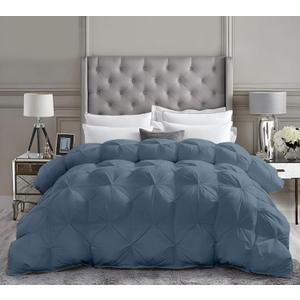 Over King Plus Down Alternative Comforter 128x120 Inch Steel Blue 500 GSM Ultra Soft Breathable, Luxury Pintuck Pinch Pleat, All Season Duvet Insert with Corner Tabs, Machine Washable