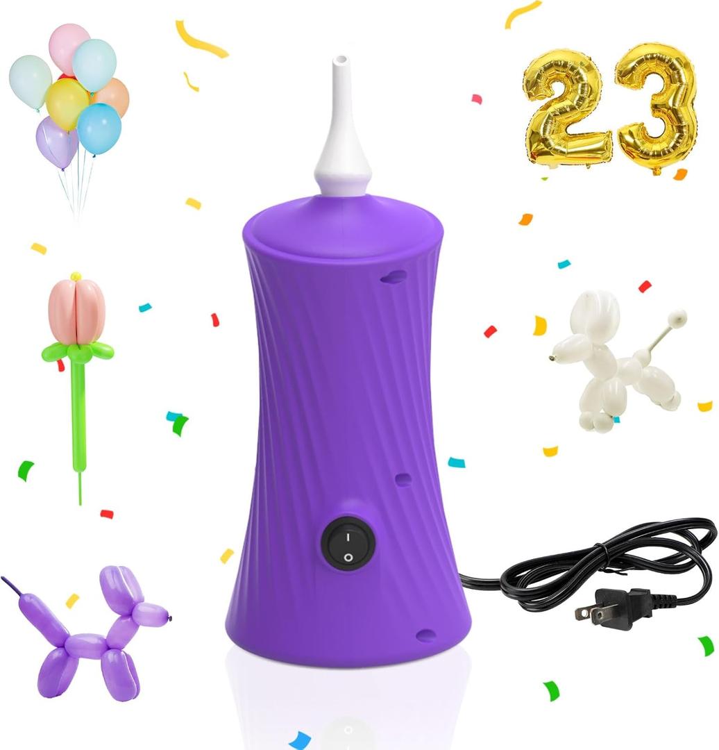 AXHJ Balloon Pump Electric Air Pumps for Long Balloons, Electric Air Balloon Pump, Balloon Inflator for Foil Twisty Animal Balloons in Birthday Party for Decorations (Purple)