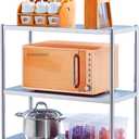 susunnus Stainless Steel Shelves 23.6in-3 Tier, Stainless Steel Shelf Organizer, Kitchen Storage Shelves, Artistic Texture, Pragmatic& Sturdy & Waterproof, 23.6in*13.8in-3t