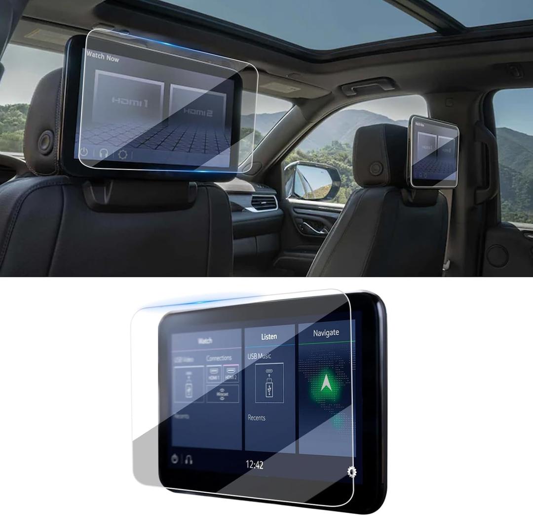 Moonlinks 2PCS Tempered Glass 12.6" Rear Seat TV DVD Media Screen Protector Compatible with 2021-2024 2025 Yukon Display Protector for 2021-2025 Chevy Tahoe Suburban& GMC Yukon Denali Accessories