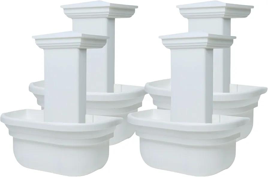 Fence Post Planter - Elegant White Plant Hanger for PVC Fences, Hanging Planters for Outdoor Plants - 4 Pack