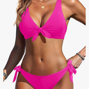 Aqua Eve Women Bikini Set - Two Piece Swimsuit Low Rise Bathing Suit Knot Tie Bikini Size medium