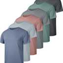 6 Pack Workout Gym Shirts for Men, UPF 50+ Short Sleeve UV Sun Shirt Outdoor Gym Hiking Tops Quick Dry Shirts (X-Large, 1 Black 1 Gray 1 Heather Gray 1 Blue 1 Red 1 Green)